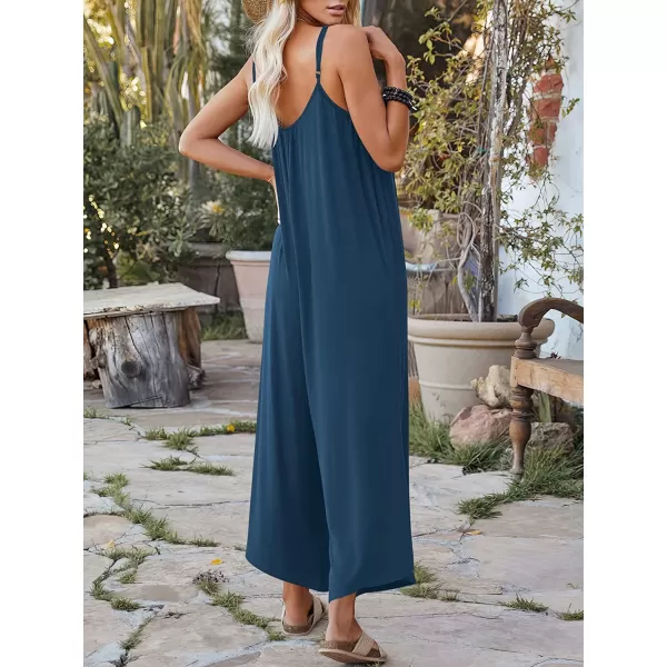 imageANRABESS Womens Loose Casual Sleeveless Adjustable Spaghetti Strap Jumpsuits Stretchy Wide Leg Rompers with PocketsBlue
