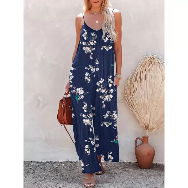 imageANRABESS Womens Loose Casual Sleeveless Adjustable Spaghetti Strap Jumpsuits Stretchy Wide Leg Rompers with PocketsBlue Floral
