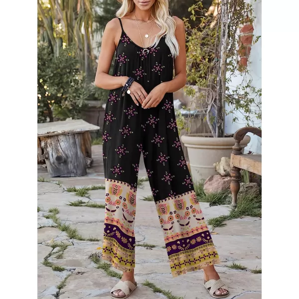 imageANRABESS Womens Loose Casual Sleeveless Adjustable Spaghetti Strap Jumpsuits Stretchy Wide Leg Rompers with PocketsFloral Black 2