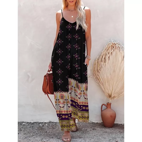imageANRABESS Womens Loose Casual Sleeveless Adjustable Spaghetti Strap Jumpsuits Stretchy Wide Leg Rompers with PocketsFloral Black 2