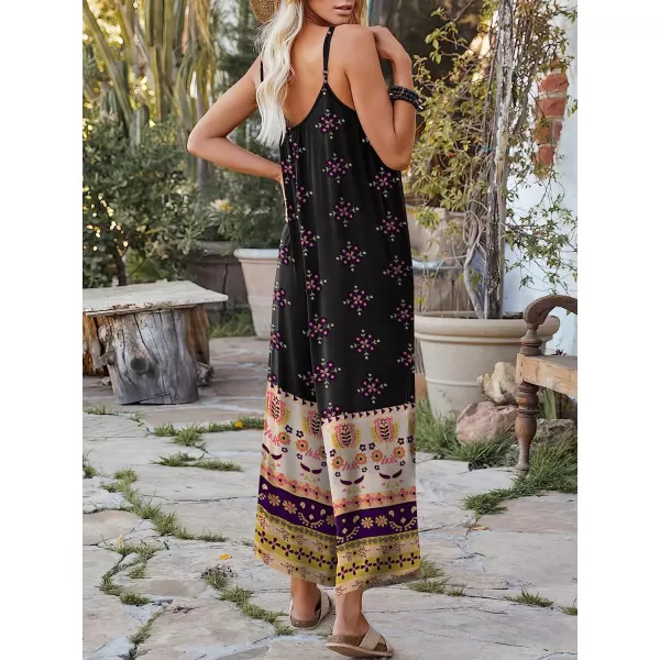 imageANRABESS Womens Loose Casual Sleeveless Adjustable Spaghetti Strap Jumpsuits Stretchy Wide Leg Rompers with PocketsFloral Black 2