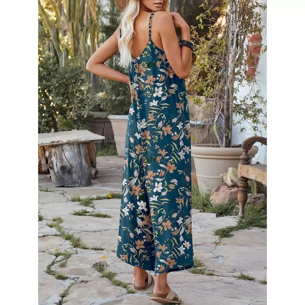 imageANRABESS Womens Loose Casual Sleeveless Adjustable Spaghetti Strap Jumpsuits Stretchy Wide Leg Rompers with PocketsFloral Print 2