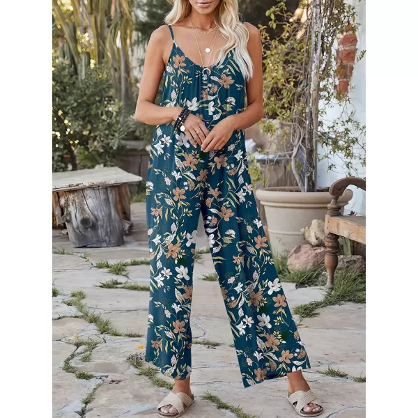 imageANRABESS Womens Loose Casual Sleeveless Adjustable Spaghetti Strap Jumpsuits Stretchy Wide Leg Rompers with PocketsFloral Print 2