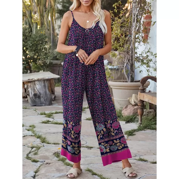 imageANRABESS Womens Loose Casual Sleeveless Adjustable Spaghetti Strap Jumpsuits Stretchy Wide Leg Rompers with PocketsFloral Purple 2