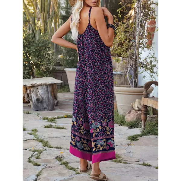 imageANRABESS Womens Loose Casual Sleeveless Adjustable Spaghetti Strap Jumpsuits Stretchy Wide Leg Rompers with PocketsFloral Purple 2