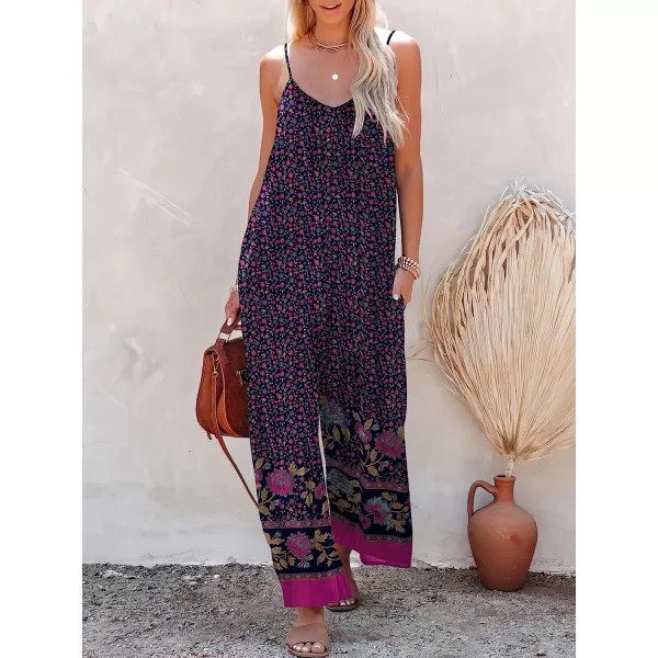 imageANRABESS Womens Loose Casual Sleeveless Adjustable Spaghetti Strap Jumpsuits Stretchy Wide Leg Rompers with PocketsFloral Purple 2