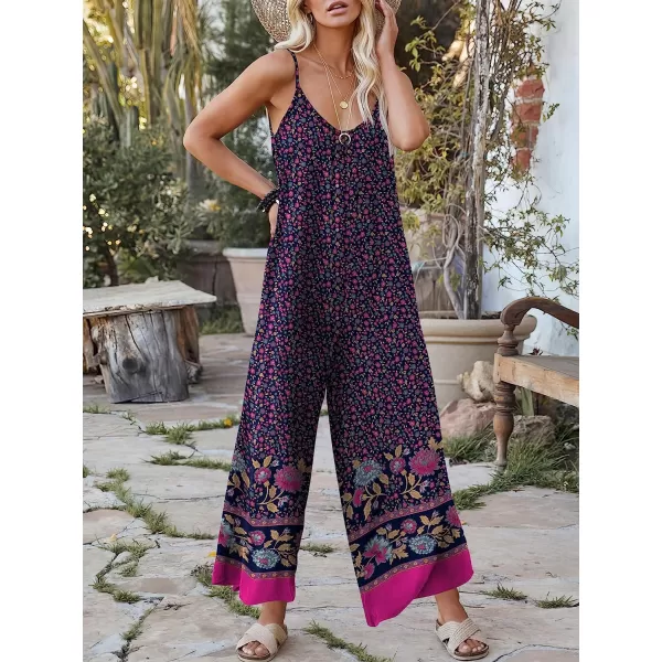 imageANRABESS Womens Loose Casual Sleeveless Adjustable Spaghetti Strap Jumpsuits Stretchy Wide Leg Rompers with PocketsFloral Purple 2