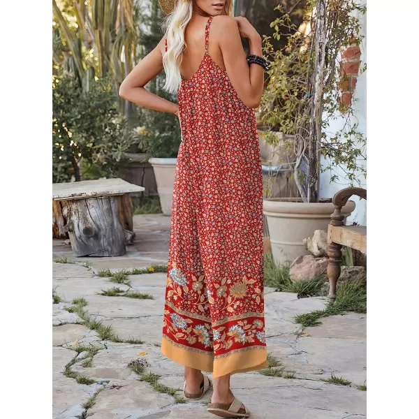 imageANRABESS Womens Loose Casual Sleeveless Adjustable Spaghetti Strap Jumpsuits Stretchy Wide Leg Rompers with PocketsFloral Red 2