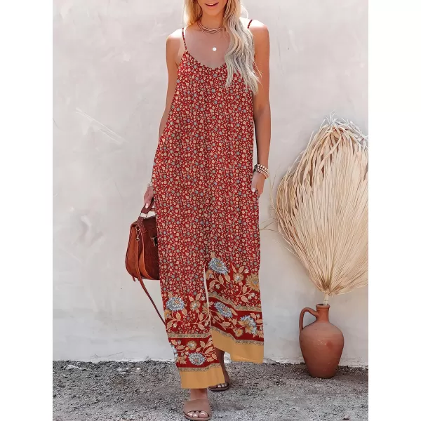 imageANRABESS Womens Loose Casual Sleeveless Adjustable Spaghetti Strap Jumpsuits Stretchy Wide Leg Rompers with PocketsFloral Red 2