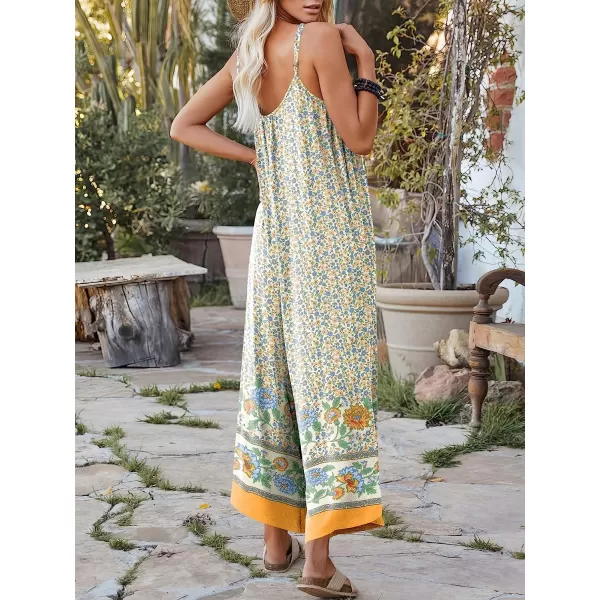 imageANRABESS Womens Loose Casual Sleeveless Adjustable Spaghetti Strap Jumpsuits Stretchy Wide Leg Rompers with PocketsFloral Yellow 2