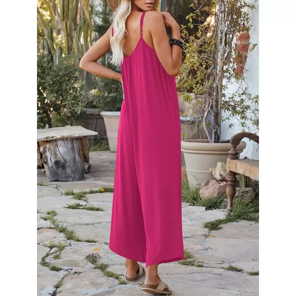 imageANRABESS Womens Loose Casual Sleeveless Adjustable Spaghetti Strap Jumpsuits Stretchy Wide Leg Rompers with PocketsRose