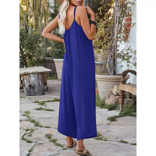 imageANRABESS Womens Loose Casual Sleeveless Adjustable Spaghetti Strap Jumpsuits Stretchy Wide Leg Rompers with PocketsRoyal Blue