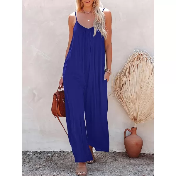 imageANRABESS Womens Loose Casual Sleeveless Adjustable Spaghetti Strap Jumpsuits Stretchy Wide Leg Rompers with PocketsRoyal Blue
