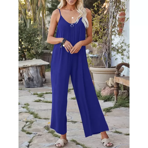 imageANRABESS Womens Loose Casual Sleeveless Adjustable Spaghetti Strap Jumpsuits Stretchy Wide Leg Rompers with PocketsRoyal Blue