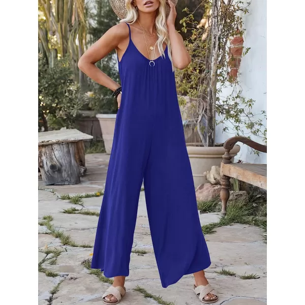 imageANRABESS Womens Loose Casual Sleeveless Adjustable Spaghetti Strap Jumpsuits Stretchy Wide Leg Rompers with PocketsRoyal Blue