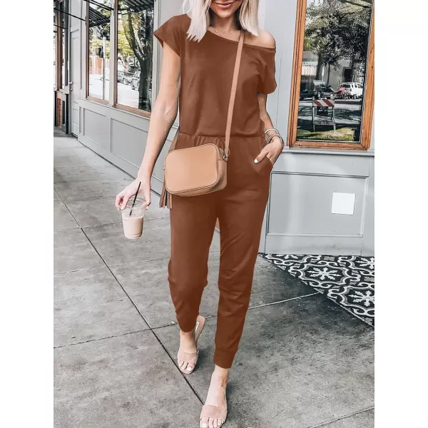 imageANRABESS Womens Loose Summer Casual Off Shoulder Elastic Waist Stretchy Long Romper Jumpsuit01brick Red