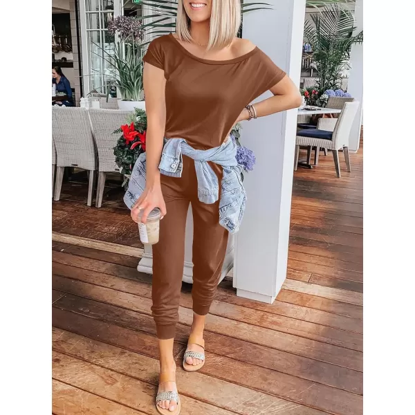imageANRABESS Womens Loose Summer Casual Off Shoulder Elastic Waist Stretchy Long Romper Jumpsuit01brick Red