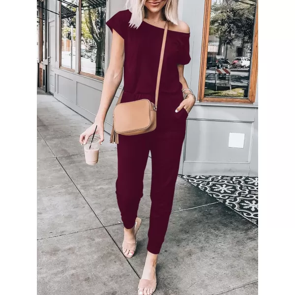 imageANRABESS Womens Loose Summer Casual Off Shoulder Elastic Waist Stretchy Long Romper Jumpsuit01burgundy