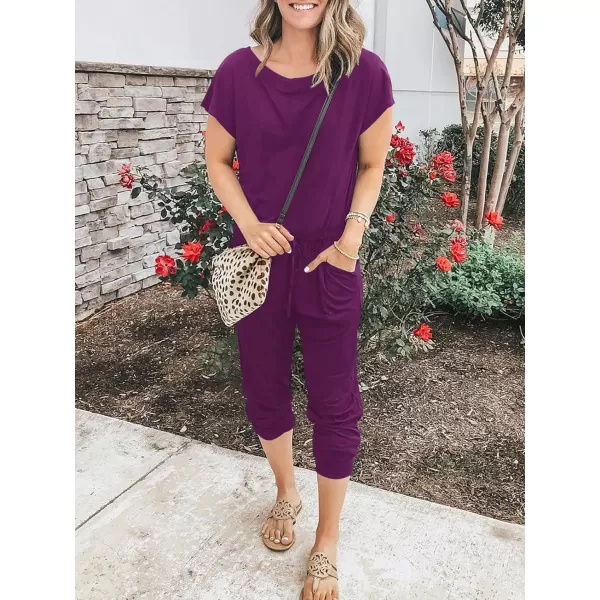 imageANRABESS Womens Loose Summer Casual Off Shoulder Elastic Waist Stretchy Long Romper Jumpsuit01fushia