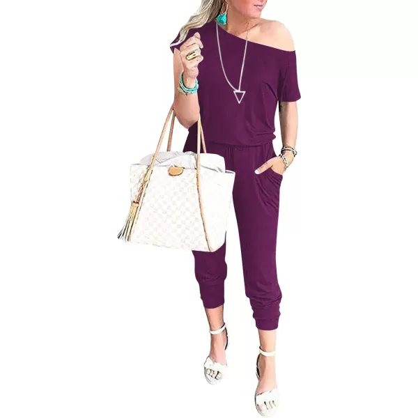 imageANRABESS Womens Loose Summer Casual Off Shoulder Elastic Waist Stretchy Long Romper Jumpsuit01fushia