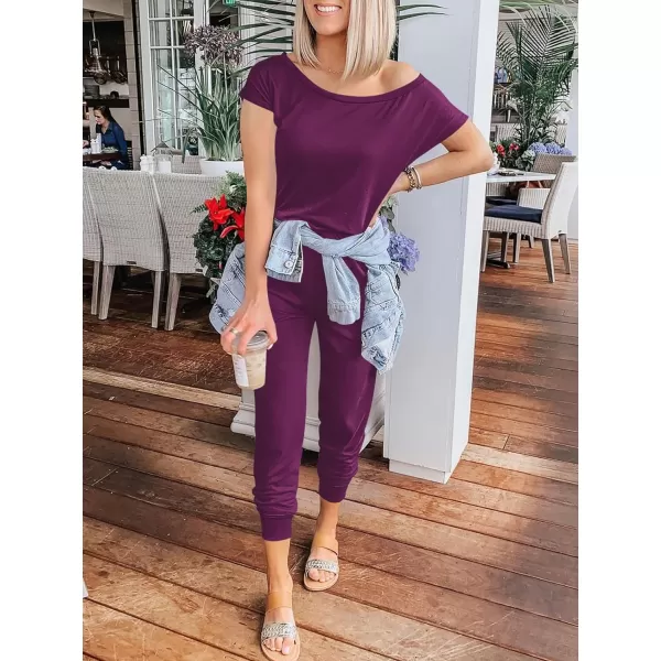 imageANRABESS Womens Loose Summer Casual Off Shoulder Elastic Waist Stretchy Long Romper Jumpsuit01fushia