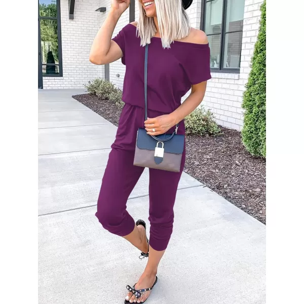 imageANRABESS Womens Loose Summer Casual Off Shoulder Elastic Waist Stretchy Long Romper Jumpsuit01fushia