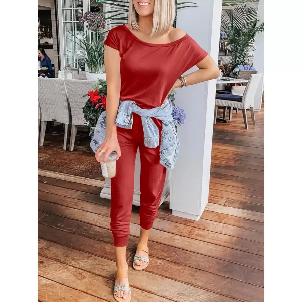 imageANRABESS Womens Loose Summer Casual Off Shoulder Elastic Waist Stretchy Long Romper Jumpsuit01red