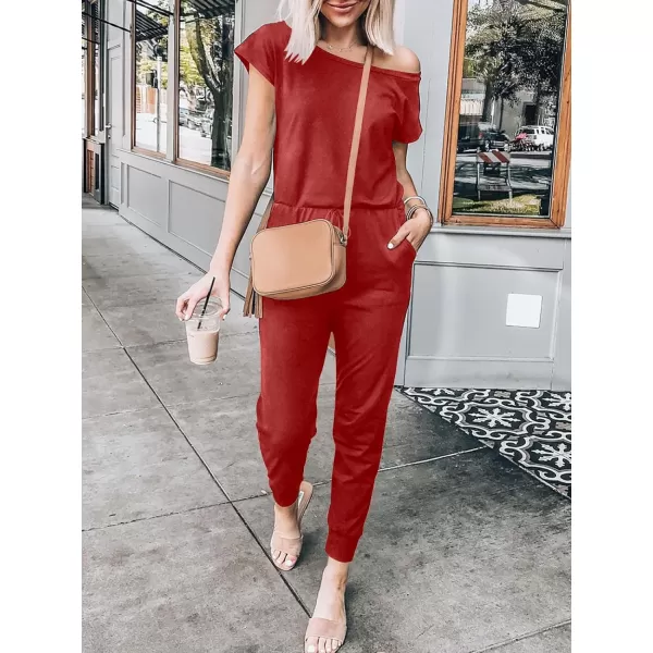 imageANRABESS Womens Loose Summer Casual Off Shoulder Elastic Waist Stretchy Long Romper Jumpsuit01red
