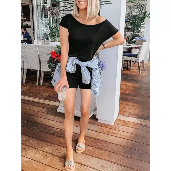 imageANRABESS Womens Loose Summer Casual Off Shoulder Elastic Waist Stretchy Long Romper Jumpsuit05black