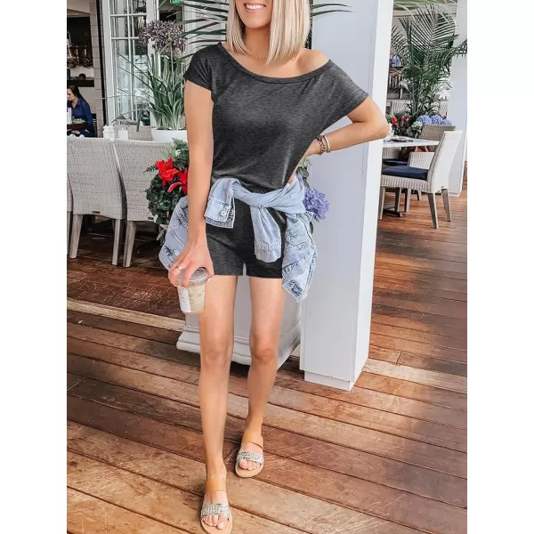 imageANRABESS Womens Loose Summer Casual Off Shoulder Elastic Waist Stretchy Long Romper Jumpsuit05dark Gray