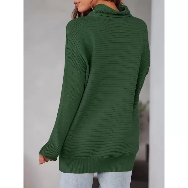 imageANRABESS Womens Mock Neck Batwing Long Sleeve Ribbed Knit Casual Soft Pullover Sweater Jumper TopArmy Green