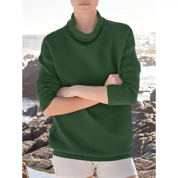 imageANRABESS Womens Mock Neck Batwing Long Sleeve Ribbed Knit Casual Soft Pullover Sweater Jumper TopArmy Green