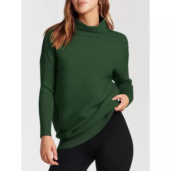 imageANRABESS Womens Mock Neck Batwing Long Sleeve Ribbed Knit Casual Soft Pullover Sweater Jumper TopArmy Green