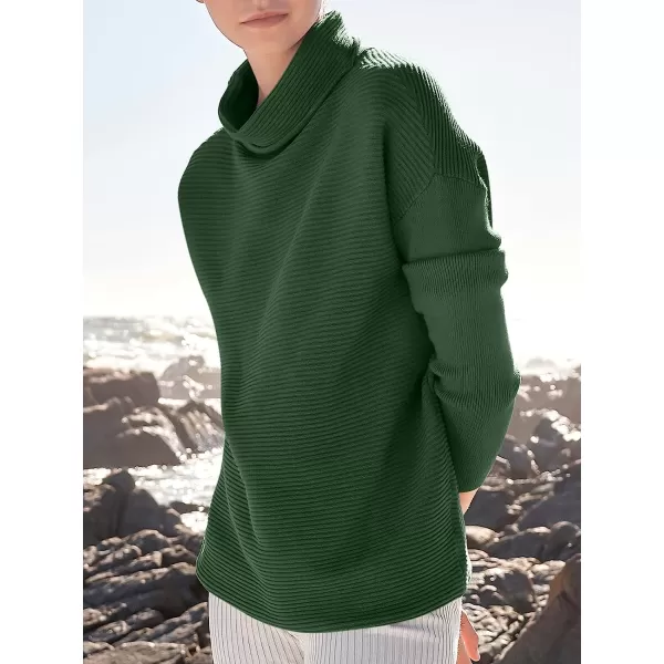 imageANRABESS Womens Mock Neck Batwing Long Sleeve Ribbed Knit Casual Soft Pullover Sweater Jumper TopArmy Green