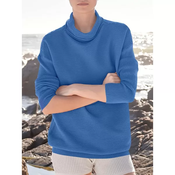 imageANRABESS Womens Mock Neck Batwing Long Sleeve Ribbed Knit Casual Soft Pullover Sweater Jumper TopBlue