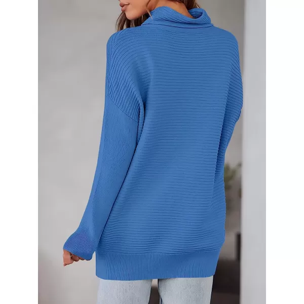 imageANRABESS Womens Mock Neck Batwing Long Sleeve Ribbed Knit Casual Soft Pullover Sweater Jumper TopBlue