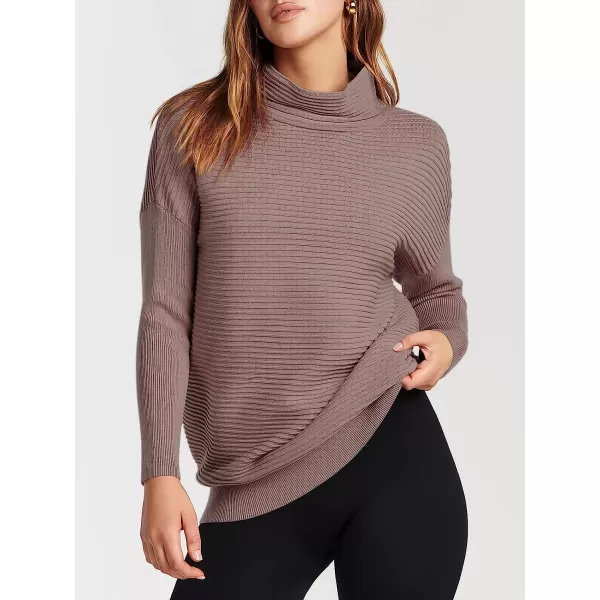 imageANRABESS Womens Mock Neck Batwing Long Sleeve Ribbed Knit Casual Soft Pullover Sweater Jumper TopCoffee