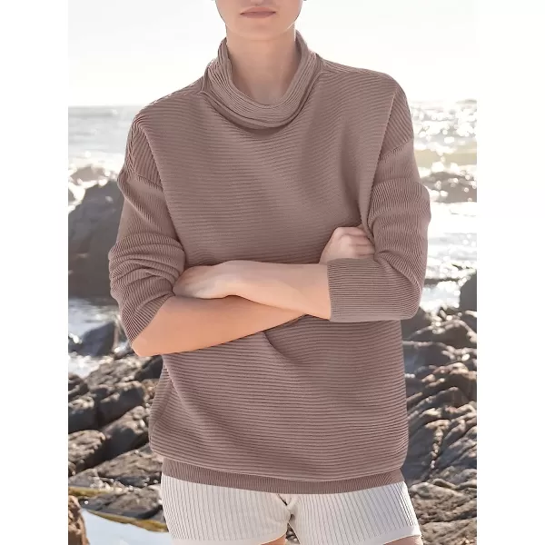 imageANRABESS Womens Mock Neck Batwing Long Sleeve Ribbed Knit Casual Soft Pullover Sweater Jumper TopCoffee