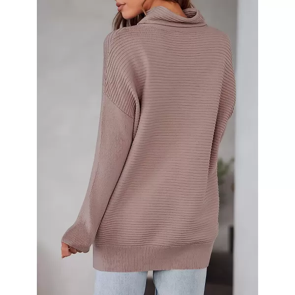 imageANRABESS Womens Mock Neck Batwing Long Sleeve Ribbed Knit Casual Soft Pullover Sweater Jumper TopCoffee