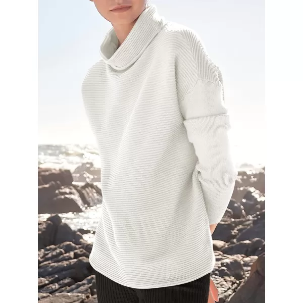 imageANRABESS Womens Mock Neck Batwing Long Sleeve Ribbed Knit Casual Soft Pullover Sweater Jumper TopWhite