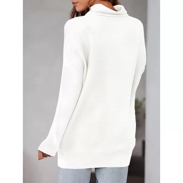 imageANRABESS Womens Mock Neck Batwing Long Sleeve Ribbed Knit Casual Soft Pullover Sweater Jumper TopWhite
