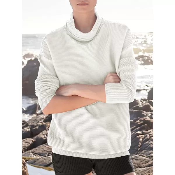 imageANRABESS Womens Mock Neck Batwing Long Sleeve Ribbed Knit Casual Soft Pullover Sweater Jumper TopWhite