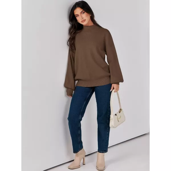 imageANRABESS Womens Mock Neck Batwing Sleeve 2024 Spring Oversized Sweater Casual Ribbed Knit Tunic Pullover TopCoffee