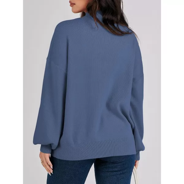 imageANRABESS Womens Mock Neck Batwing Sleeve 2024 Spring Oversized Sweater Casual Ribbed Knit Tunic Pullover TopDusty Blue