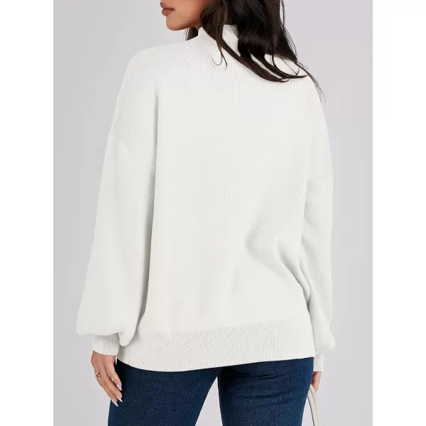 imageANRABESS Womens Mock Neck Batwing Sleeve 2024 Spring Oversized Sweater Casual Ribbed Knit Tunic Pullover TopWhite