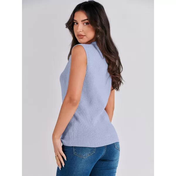 imageANRABESS Womens Mock Neck Knit Sweater Vest Casual Sleeveless Summer Trendy Ribbed Pullover Tank TopsBlue