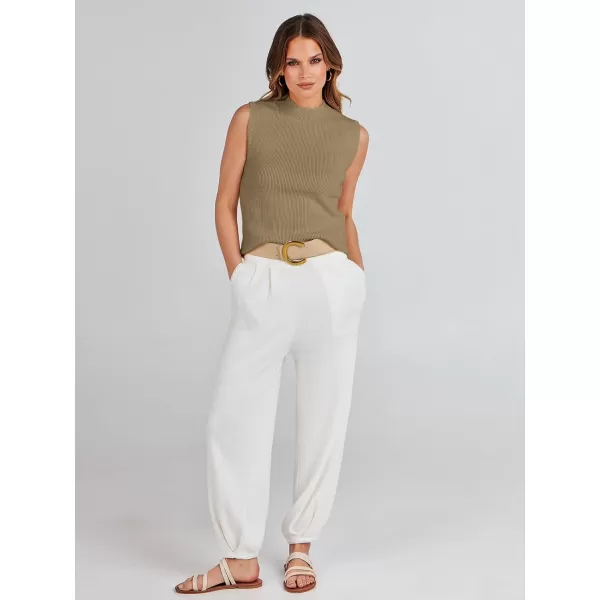 imageANRABESS Womens Mock Neck Knit Sweater Vest Casual Sleeveless Summer Trendy Ribbed Pullover Tank TopsCamel