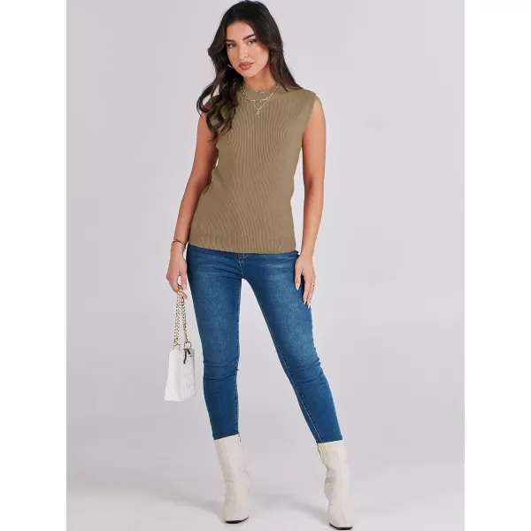 imageANRABESS Womens Mock Neck Knit Sweater Vest Casual Sleeveless Summer Trendy Ribbed Pullover Tank TopsCamel