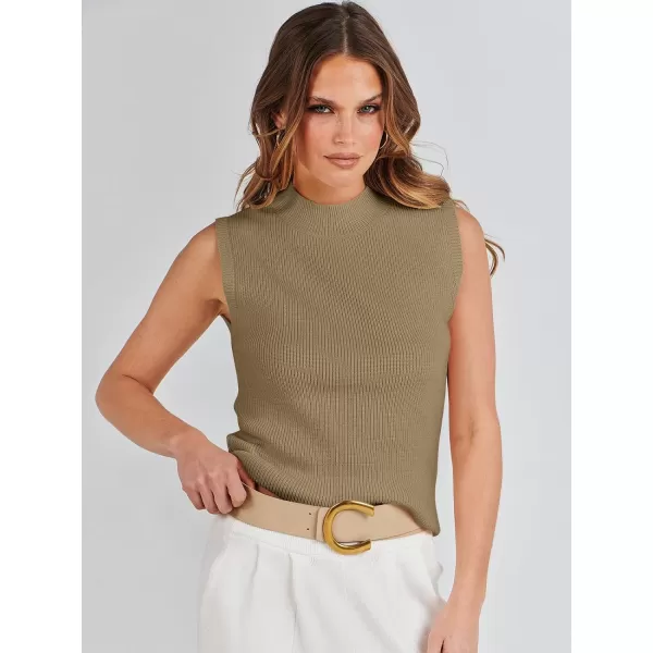 imageANRABESS Womens Mock Neck Knit Sweater Vest Casual Sleeveless Summer Trendy Ribbed Pullover Tank TopsCamel