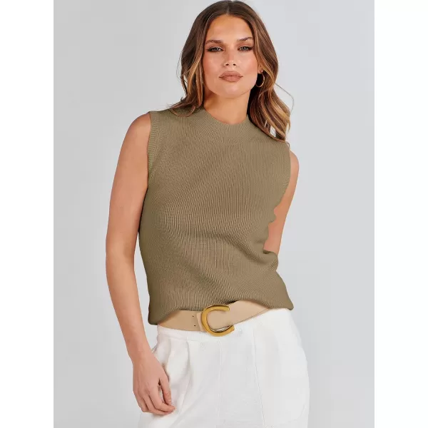 imageANRABESS Womens Mock Neck Knit Sweater Vest Casual Sleeveless Summer Trendy Ribbed Pullover Tank TopsCamel